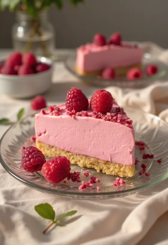 Málnahabos torta málnaszemekkel díszítve