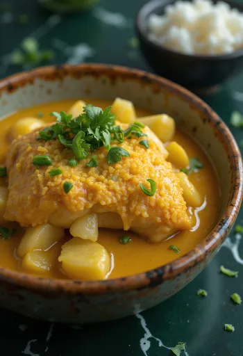 Moqueca pirított maniókaliszttel tálalva, hal és zöldségekkel