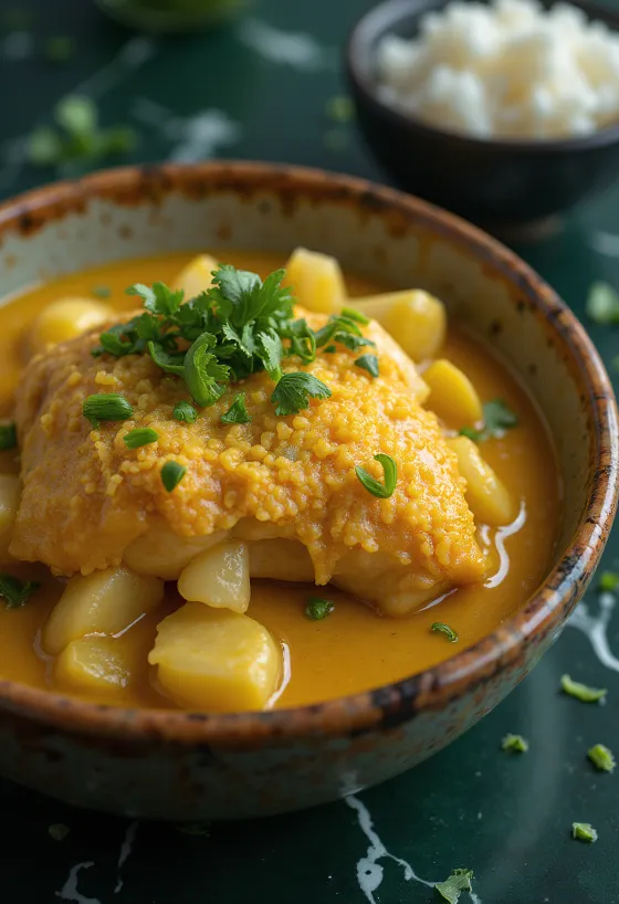 Moqueca pirított maniókaliszttel tálalva, hal és zöldségekkel