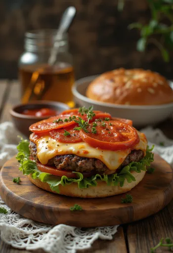 Pizzás Burger tálalva