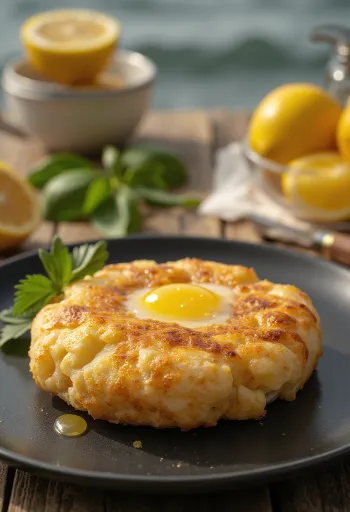 Saganaki teljes kiőrlésű liszttel, aranybarna kéreggel, citrommal tálalva