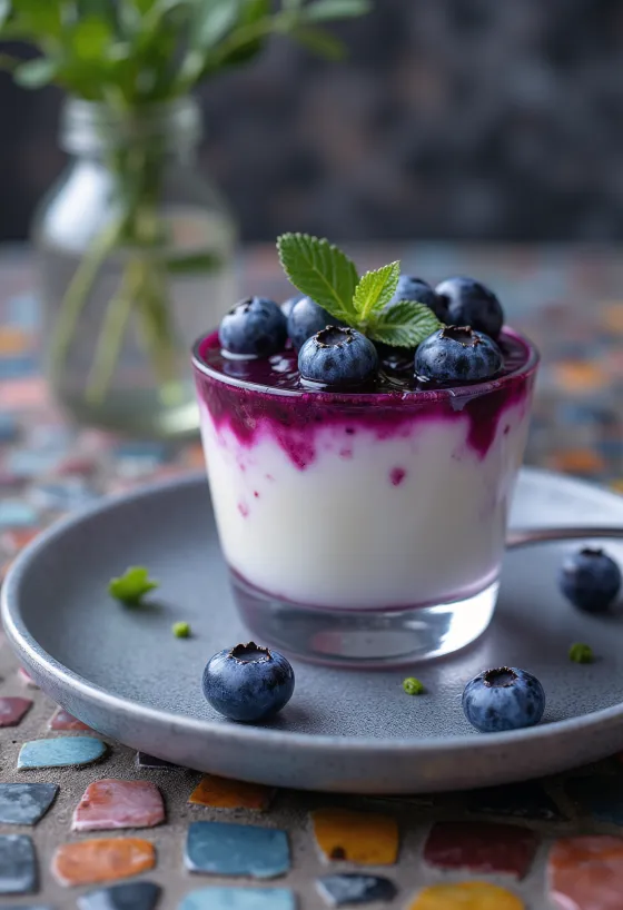 Áfonyás panna cotta pohárban