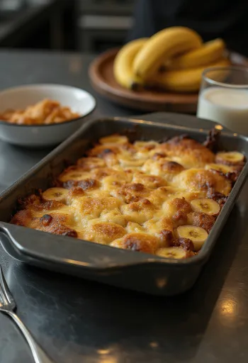 Bánh chuối nướng kókusztejjel, szeletelve és tálalva
