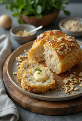 Skót Bannock zabpehellyel tálalva