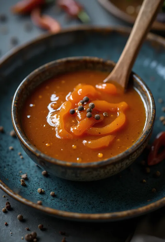 BBQ habanero-mézes szósz tálalva
