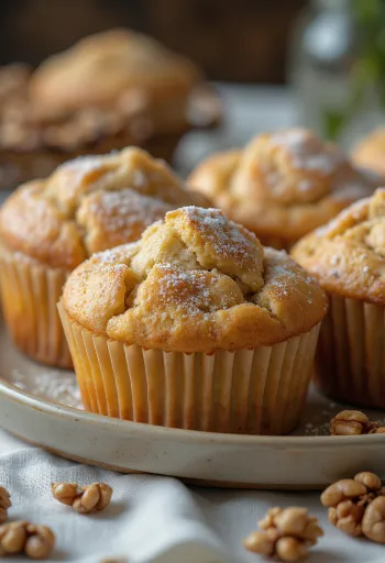 Fahéjas-diós muffin tálalva