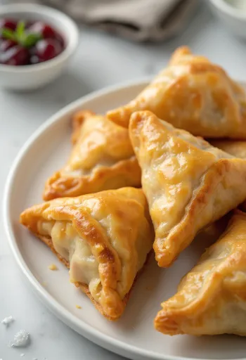 Kacsahúsos samosa tálalva