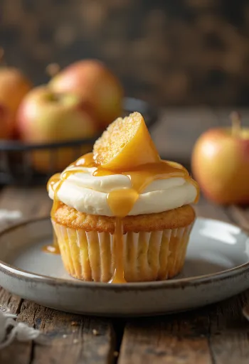 Karamellás almás cupcake tálalva