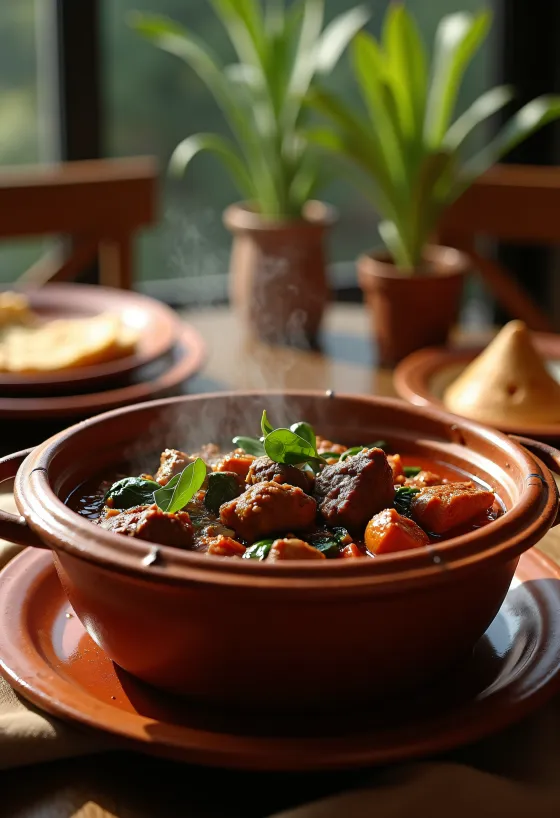 Keto tunéziai fűszeres bárány pörkölt tálalva