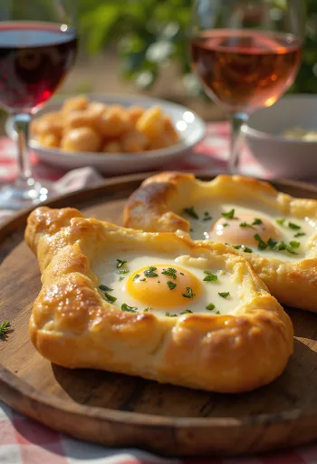 Khachapuri tojással frissen tálalva