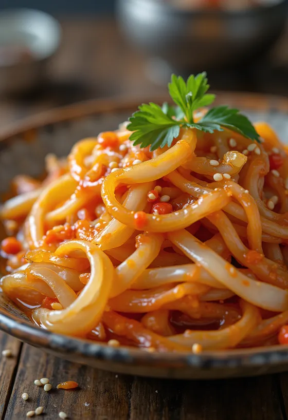 Klasszikus Kimchi, friss zöldségekkel és fűszeres pasztával készített koreai erjesztett étel