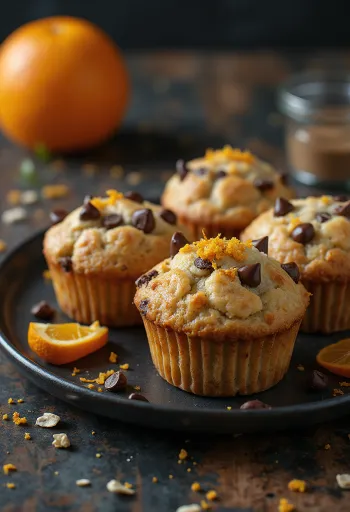Narancsos zabpelyhes muffin tálalva