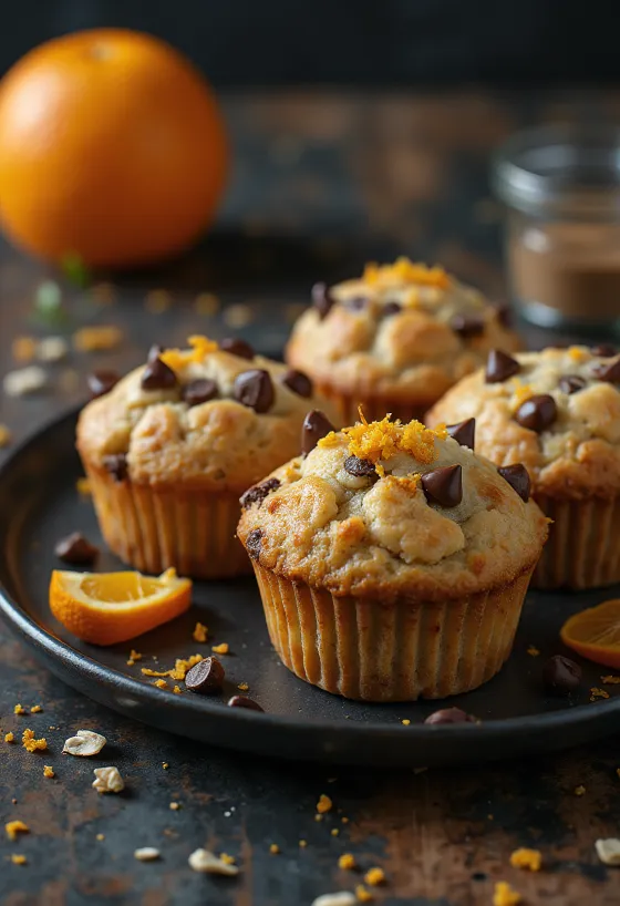 Narancsos zabpelyhes muffin tálalva