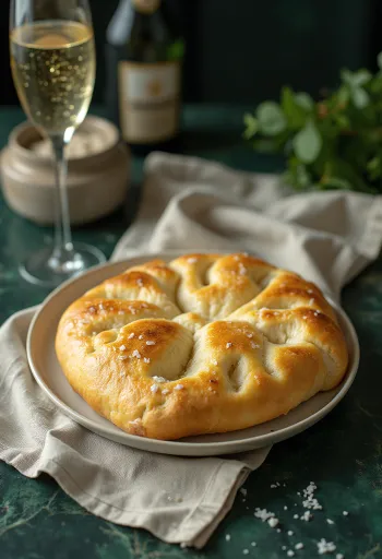 Pezsgős tésztájú focaccia tálalva