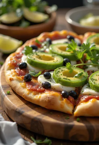 Pizza Mexicana jalapeño paprikával, fekete babbal és avokádóval