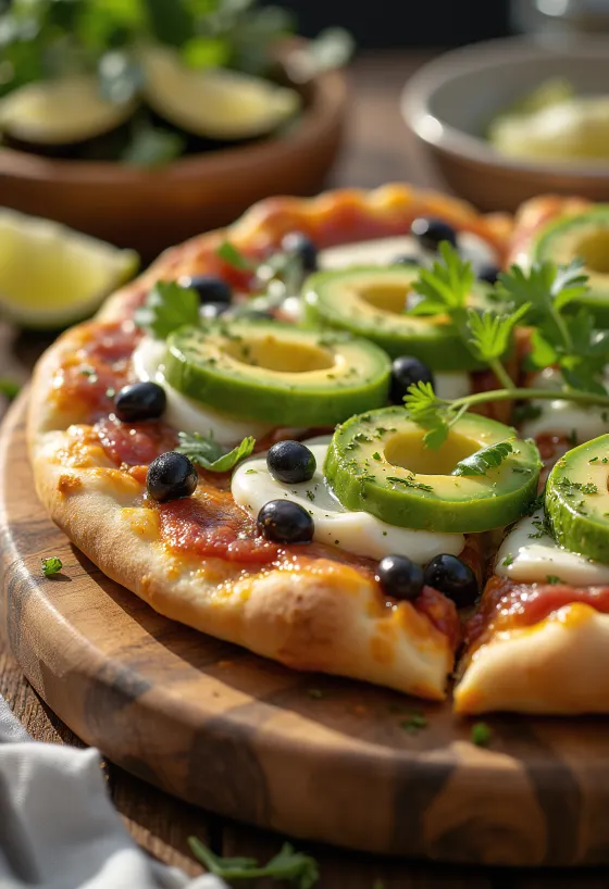 Pizza Mexicana jalapeño paprikával, fekete babbal és avokádóval