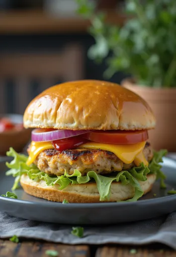 Pulykás burger tálalva