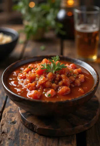 Rozmaringos paradicsomos chiliszósz tálalva