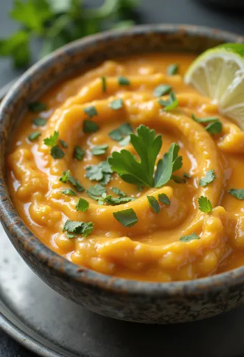 Thai kókusztejes curry szósz tálalva