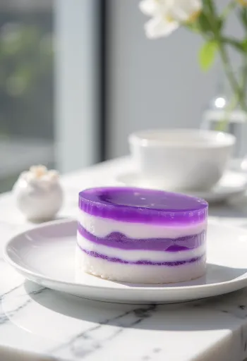 Bánh da lợn lila yam rétegekkel, gyönyörű pite szeletek
