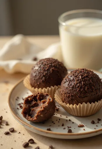 Brigadeiro kakaóval, friss golyók pörkölt kakaóporban forrósítva