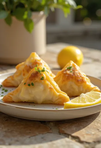 Kagylós és tejszínes samosa tálalva