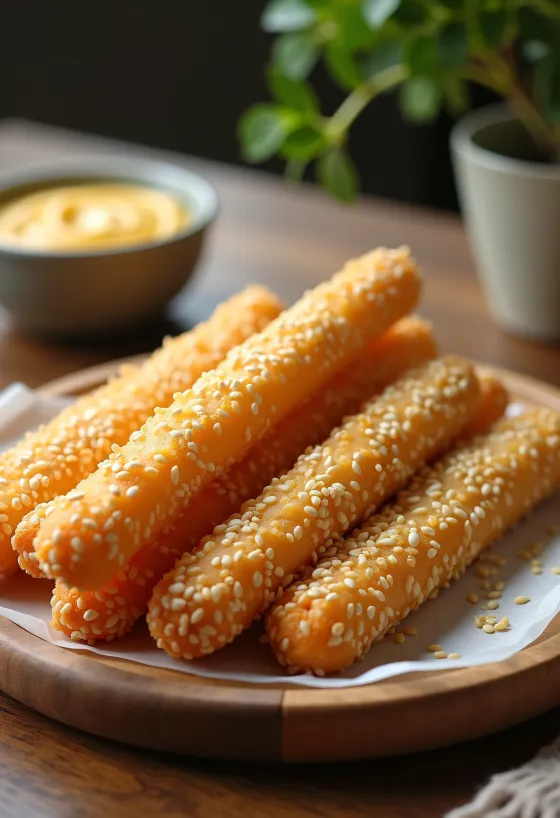 Keto szezámmagos ropi tálalva
