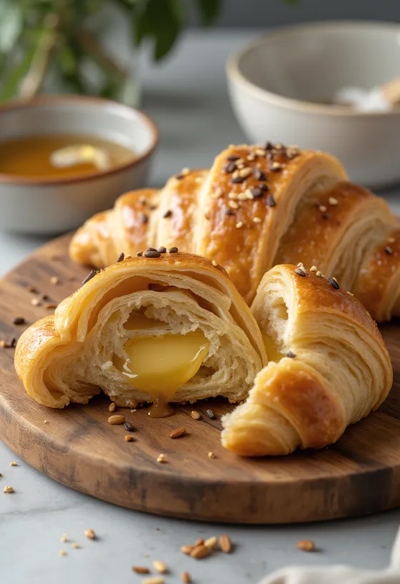 Lenmagos croissant tálalva