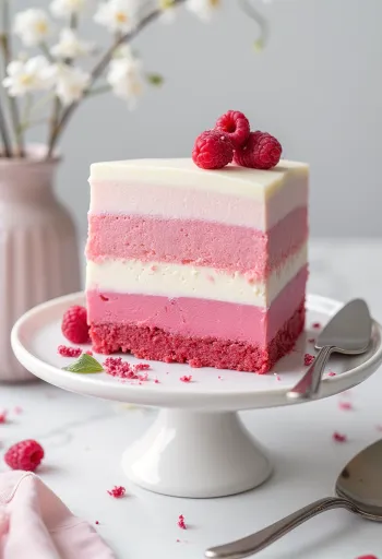 Málnás ombre torta tálalva