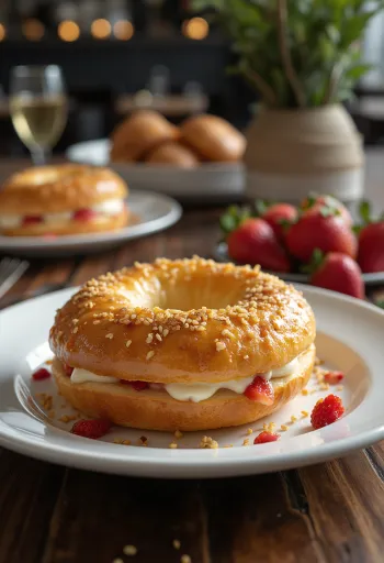Frissen sült pezsgős-epres-mézes bagel