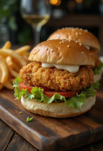 Ropogós Csirke Burger tálalva