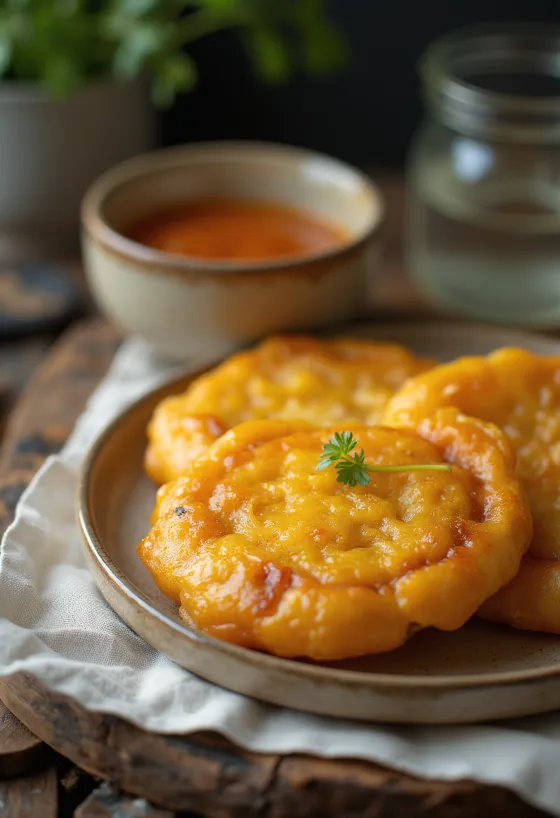 Sopaipilla chilena tökkel, friss és ropogós chilei sütemény mézzel meglocsolva