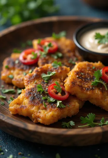 Tempeh goreng szezámmaggal és friss korianderrel
