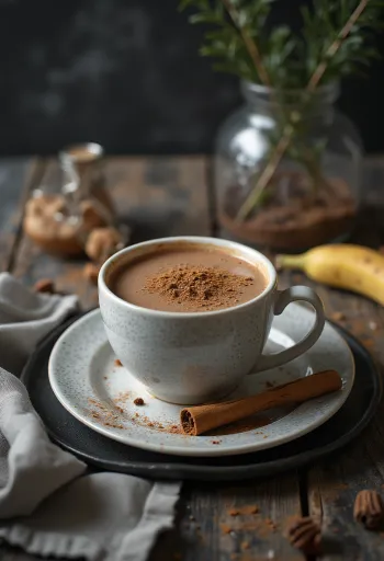 Banános-csokoládés tea csészében