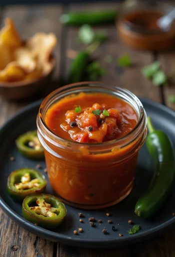 BBQ házi chiliszósz tálalva