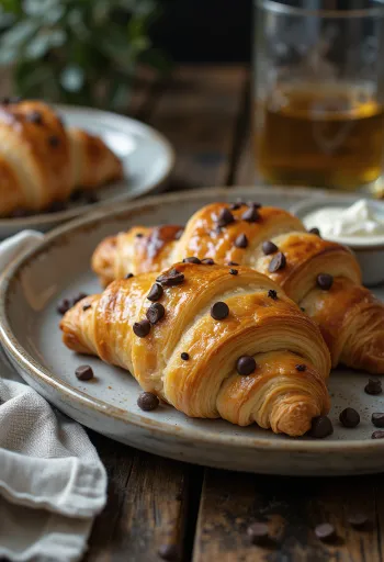 Choco Chips croissant tálalva