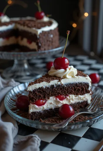 Feketeerdő torta tálalva