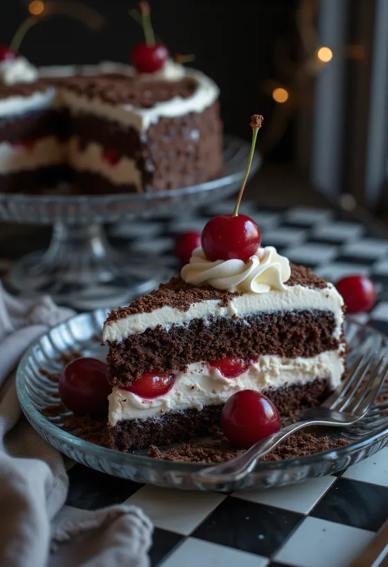 Feketeerdő torta tálalva