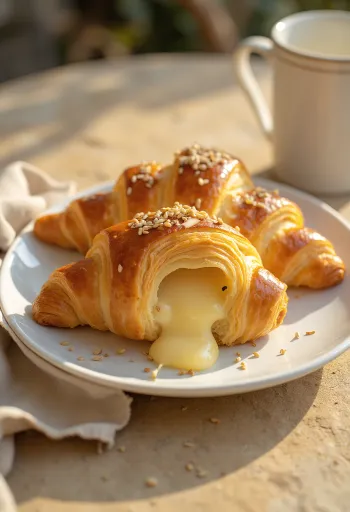 Gouda sajtos croissant tálalva