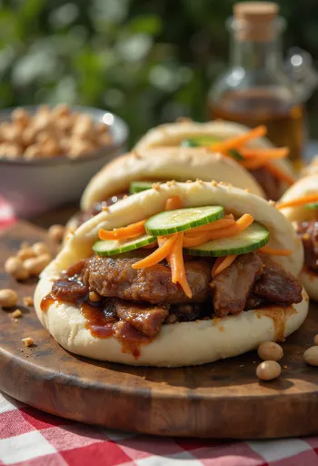 Gua Bao párolt buci sült sertéssel és savanyúsággal