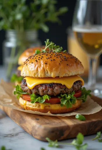 Libahúsos hamburger sajttal és zöldségekkel
