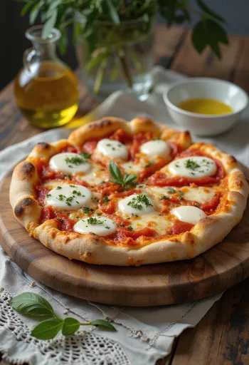 Mozzarella di Bufala Margherita pizza tálalva