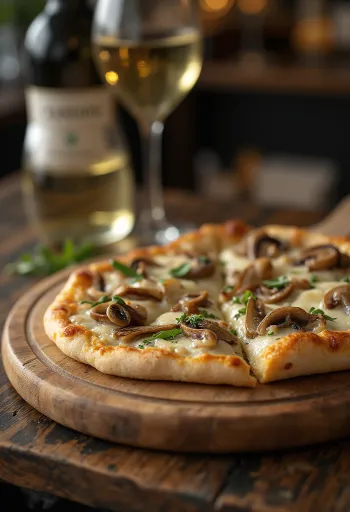 Pizza ai Porcini friss vargányával és mozzarella sajttal
