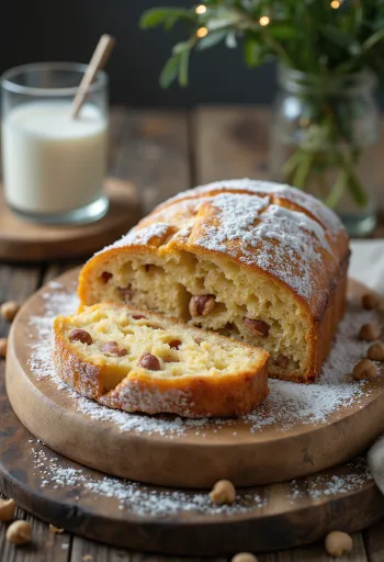 Ropogós mogyorós Stollen szeletek tálalva