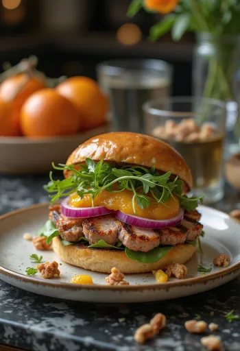 Roston sült kacsamelles burger tálalva