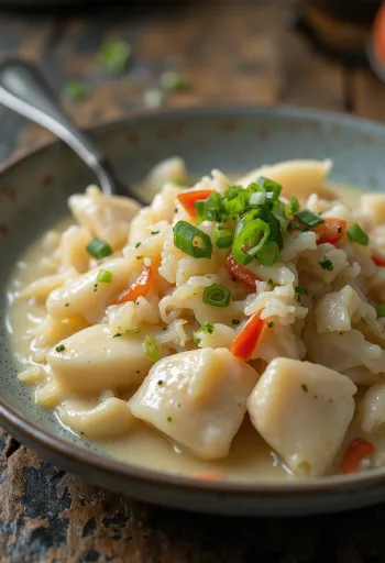 Saltfish kókusztejes mártásban, friss korianderrel tálalva