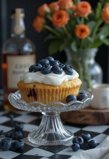 Frissen sült áfonyás-rumos cupcake