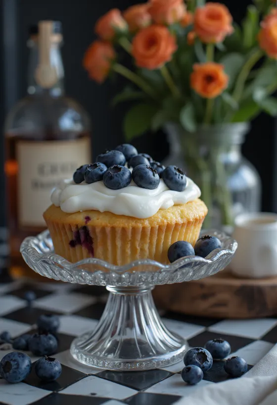 Frissen sült áfonyás-rumos cupcake