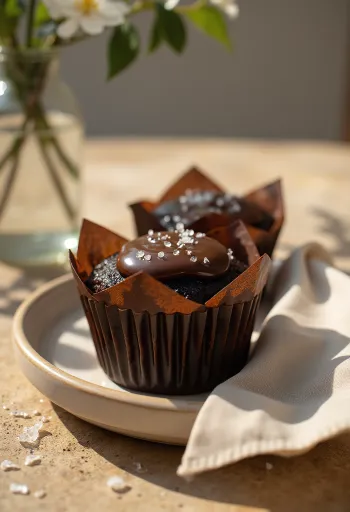 Gluténmentes csokis cupcake tálalva