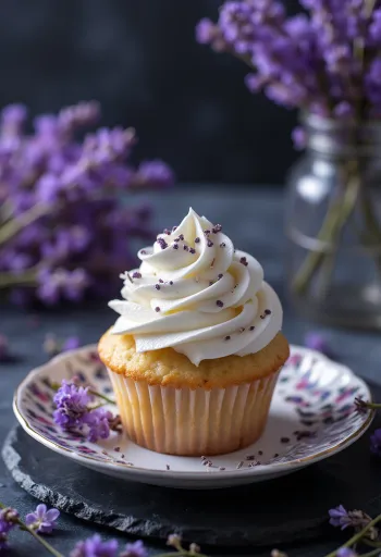 Frissen sült levendulás cupcake